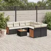 Image de vidaXL Salon de jardin 9 pcs avec coussins noir résine tressée