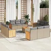 Image de vidaXL Vidaxl Salon De Jardin Avec Coussins 13 Pcs Beige Résine Tressée