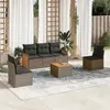 Image de vidaXL Salon de jardin 6 pcs avec coussins gris résine tressée