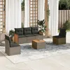 Image de Vidaxl Salon De Jardin 6 Pcs Avec Coussins Gris RÃ©sine TressÃ©e
