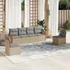 Image de Vidaxl Salon De Jardin Avec Coussins 6 Pcs Beige RÃ©sine TressÃ©e