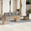 Image de Vidaxl Salon De Jardin Avec Coussins 7 Pcs Beige RÃ©sine TressÃ©e