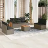 Image de vidaXL Salon de jardin 8 pcs avec coussins gris résine tressée