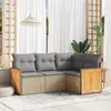 Image de Vidaxl Salon De Jardin Avec Coussins 4 Pcs Beige RÃ©sine TressÃ©e