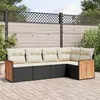 Image de vidaXL Salon de jardin 5 pcs avec coussins noir résine tressée
