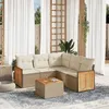Image de Vidaxl Salon De Jardin Avec Coussins 6 Pcs Beige RÃ©sine TressÃ©e