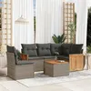 Image de vidaXL Salon de jardin 6 pcs avec coussins gris résine tressée