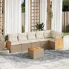 Image de vidaXL Salon de jardin avec coussins 7 pcs beige résine tressée