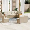 Image de vidaXL Vidaxl Salon De Jardin Avec Coussins 8 Pcs Beige Résine Tressée