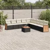 Image de vidaXL Salon de jardin 10 pcs avec coussins noir résine tressée