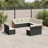 Image de Vidaxl Salon De Jardin 11 Pcs Avec Coussins Noir RÃ©sine TressÃ©e