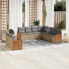 Image de Vidaxl Salon De Jardin Avec Coussins 9 Pcs Beige RÃ©sine TressÃ©e