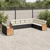 Image de Vidaxl Salon De Jardin 10 Pcs Avec Coussins Noir RÃ©sine TressÃ©e
