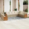Image de vidaXL Vidaxl Salon De Jardin Avec Coussins 10 Pcs Beige Résine Tressée