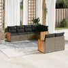 Image de Vidaxl Salon De Jardin Avec Coussins 7 Pcs Gris RÃ©sine TressÃ©e