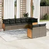 Image de vidaXL Salon de jardin 8 pcs avec coussins gris résine tressée