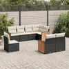 Image de vidaXL Salon de jardin 8 pcs avec coussins noir résine tressée