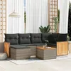 Image de vidaXL Salon de jardin avec coussins 7 pcs gris résine tressée