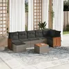 Image de vidaXL Salon de jardin 8 pcs avec coussins gris résine tressée