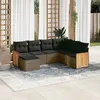 Image de Vidaxl Salon De Jardin Avec Coussins 7 Pcs Gris RÃ©sine TressÃ©e