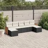 Image de vidaXL Salon de jardin 7 pcs avec coussins noir résine tressée