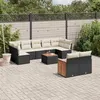 Image de vidaXL Salon de jardin 10 pcs avec coussins noir résine tressée