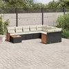 Image de vidaXL Salon de jardin 10 pcs avec coussins noir résine tressée