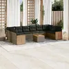 Image de vidaXL Salon de jardin 11 pcs avec coussins gris résine tressée