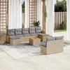 Image de Vidaxl Salon De Jardin Avec Coussins 10 Pcs Beige RÃ©sine TressÃ©e