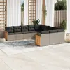 Image de vidaXL Salon de jardin 11 pcs avec coussins gris résine tressée