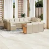 Image de vidaXL Vidaxl Salon De Jardin Avec Coussins 14 Pcs Beige Résine Tressée