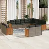 Image de Vidaxl Salon De Jardin Avec Coussins 12 Pcs Gris RÃ©sine TressÃ©e