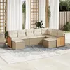 Image de vidaXL Salon de jardin avec coussins 9 pcs beige résine tressée