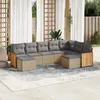 Image de vidaXL Vidaxl Salon De Jardin Avec Coussins 9 Pcs Beige Résine Tressée