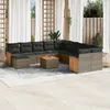 Image de Vidaxl Salon De Jardin Avec Coussins 12 Pcs Gris RÃ©sine TressÃ©e