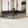 Image de vidaXL Salon de jardin avec coussins 12 pcs gris résine tressée