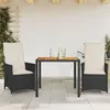 Image de vidaXL Ensemble de bistro 3 pcs et coussins noir résine tressée acacia3276679