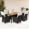 Image de Vidaxl Ensemble Ã Manger De Jardin Coussins 7pcs Noir RÃ©sine TressÃ©e
