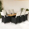 Image de Vidaxl Ensemble Ã Manger De Jardin 9pcs Coussins Noir RÃ©sine TressÃ©e