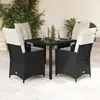 Image de Vidaxl Ensemble Ã Manger De Jardin Coussins 5pcs Noir RÃ©sine TressÃ©e