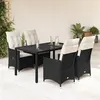 Image de vidaXL Ensemble à manger de jardin coussins 5pcs Noir Résine tressée