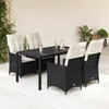 Image de Vidaxl Ensemble Ã Manger De Jardin Coussins 5pcs Noir RÃ©sine TressÃ©e