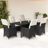 Image de vidaXL Ensemble à manger de jardin coussins 7pcs Noir Résine tressée