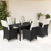 Image de vidaXL Vidaxl Ensemble À Manger De Jardin Coussins 7pcs Noir Résine Tressée