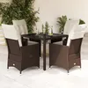 Image de Vidaxl Ensemble Ã Manger De Jardin 5 Pcs Et Coussins Marron Poly Rotin