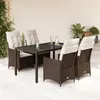 Image de vidaXL Ensemble à manger de jardin 5 pcs et coussins marron poly rotin