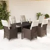 Image de vidaXL Vidaxl Ensemble À Manger De Jardin Et Coussins 7 Pcs Marron Rotin