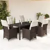 Image de vidaXL Ensemble à manger de jardin et coussins 7 pcs marron rotin
