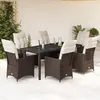 Image de vidaXL Vidaxl Ensemble À Manger De Jardin Et Coussins 7 Pcs Marron Rotin
