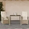 Image de vidaXL Ensemble de bistro 3 pcs avec coussins beige résine tressée